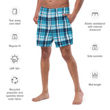 Ocean Blues Preppy Surfer Plaid Men’s Swimsuit – Eco Swimwear by Extremely Stoked®