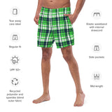 Lime Green and Navy Blue Preppy Plaid Men’s Swimsuit – Eco Swimwear by Extremely Stoked®