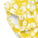 White and Yellow Hawaiian Flowers Men's Swim Suit - Extremely Stoked
