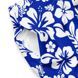 White and Royal Blue Hawaiian Flowers Men's Swimsuit - Extremely Stoked