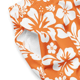 Orange and White Hawaiian Flowers Men's Swimsuit - Extremely Stoked
