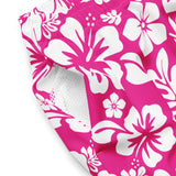 Hot Pink and White Hawaiian Flowers Men's Swimsuit - Extremely Stoked