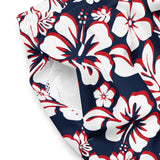 Red, White and Blue Hawaiian Flowers Men's Swimsuit - Extremely Stoked
