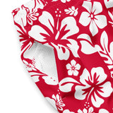 Red and White Hawaiian Flowers Men’s Swimsuit – Eco Swimwear by Extremely Stoked®