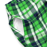 Lime Green and Navy Blue Preppy Plaid Men’s Swimsuit – Eco Swimwear by Extremely Stoked®
