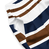 Brown, White and Navy Blue Beach Stripes Men’s Swimsuit – Eco Swimwear by Extremely Stoked®