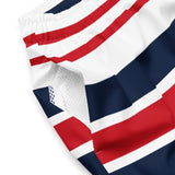 Red, White and Navy Blue Beach Stripes Men’s Swimsuit – Eco Swimwear by Extremely Stoked®