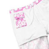 Pink and White Hawaiian Flowers Men's Swimsuit - Extremely Stoked