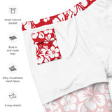Red and White Hawaiian Flowers Men's Swimsuit - Extremely Stoked