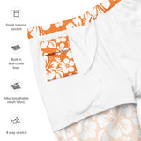 Orange and White Hawaiian Flowers Men's Swimsuit - Extremely Stoked