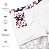 Red, White and Blue Hawaiian Flowers Men's Swimsuit - Extremely Stoked