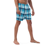 Ocean Blues Preppy Surfer Plaid Men’s Swimsuit – Eco Swimwear by Extremely Stoked®