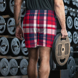 Men’s Red & Navy Blue Surfer Plaid Eco Athleisure Shorts | Extremely Stoked®
