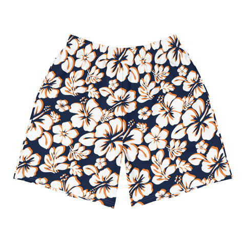 Men’s Navy Blue, Orange & White Hawaiian Eco Athleisure Shorts | Extremely Stoked®