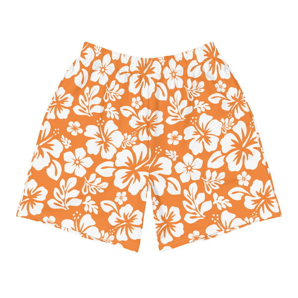 Men’s Orange & White Hawaiian Eco Athleisure Shorts | Extremely Stoked®