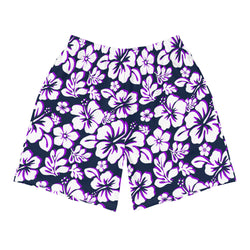 Men’s Navy Blue, Purple & White Hawaiian Eco Athleisure Shorts | Extremely Stoked®