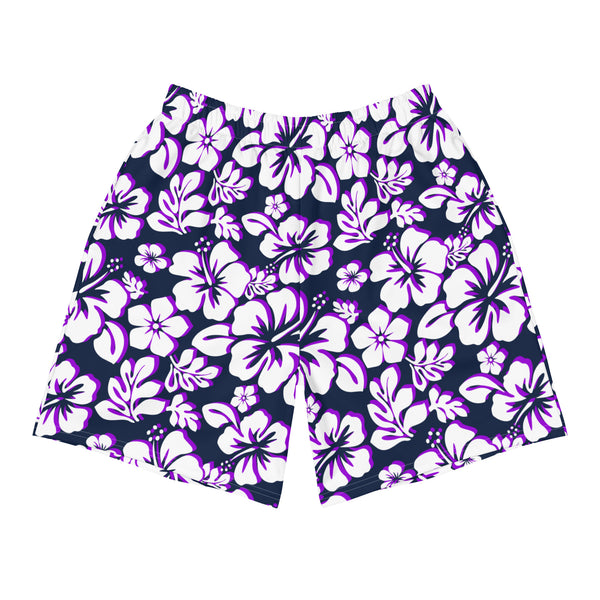 Men’s Navy Blue, Purple & White Hawaiian Eco Athleisure Shorts | Extremely Stoked®