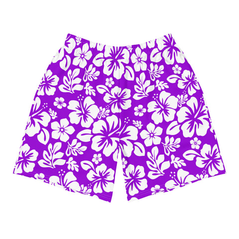 Men’s Purple & White Hawaiian Eco Athleisure Shorts | Extremely Stoked®
