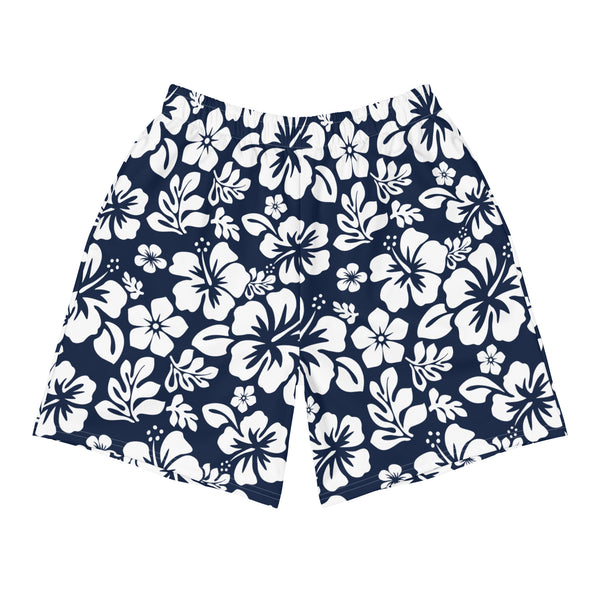 Men’s Navy Blue & White Hawaiian Eco Athleisure Shorts | Extremely Stoked®