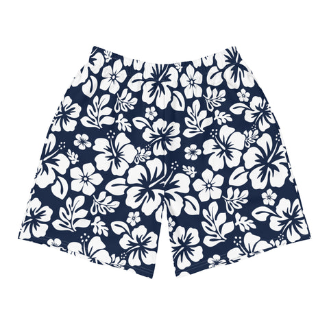 Men’s Navy Blue & White Hawaiian Eco Athleisure Shorts | Extremely Stoked®