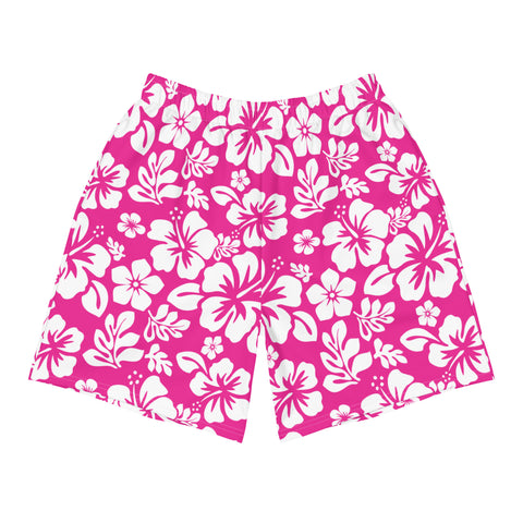 Men’s Hot Pink & White Hawaiian Eco Athleisure Shorts | Extremely Stoked®