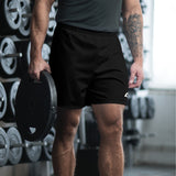 Men’s Black with White Epic Wave Logo Eco Athleisure Shorts | Extremely Stoked®