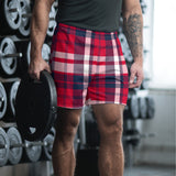 Men’s Red & Navy Blue Surfer Plaid Eco Athleisure Shorts | Extremely Stoked®