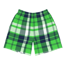 Men’s Lime Green & Navy Blue Surfer Plaid Eco Athleisure Shorts | Extremely Stoked®