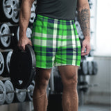 Men’s Lime Green & Navy Blue Surfer Plaid Eco Athleisure Shorts | Extremely Stoked®