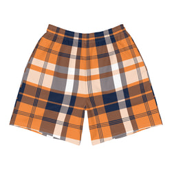 Men’s Orange & Navy Blue Surfer Plaid Eco Athleisure Shorts | Extremely Stoked®