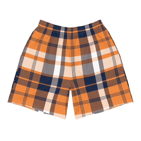 Men’s Orange & Navy Blue Surfer Plaid Eco Athleisure Shorts | Extremely Stoked®