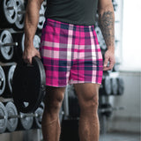 Men’s Hot Pink & Navy Blue Surfer Plaid Eco Athleisure Shorts | Extremely Stoked®