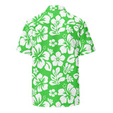 White and Lime Green Hawaiian Print Aloha Shirt - Extremely Stoked