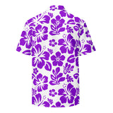 Purple and White Hawaiian Print Aloha Shirt - Extremely Stoked