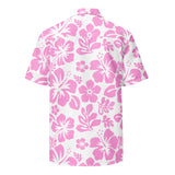 Pink and White Hawaiian Print Aloha Shirt - Extremely Stoked
