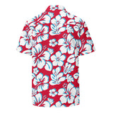 Red, White and Aqua Blue Hawaiian Print Aloha Shirt – Eco Apparel by Extremely Stoked®