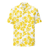 Yellow and White Hawaiian Print Aloha Shirt - Extremely Stoked