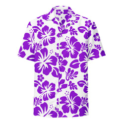 Purple and White Hawaiian Print Aloha Shirt