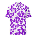Purple and White Hawaiian Print Aloha Shirt - Extremely Stoked