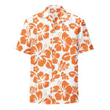 Orange and White Hawaiian Print Aloha Shirt - Extremely Stoked