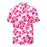 Hot Pink and White Hawaiian Print Aloha Shirt - Extremely Stoked