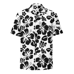 Black and White Hawaiian Print Aloha Shirt