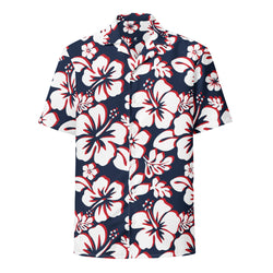 Red, White and Blue Hawaiian Aloha Shirt