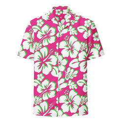 Hot Pink, White and Lime Green Hawaiian Aloha Shirt