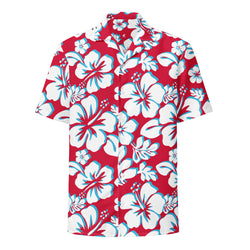 Red, White and Aqua Blue Hawaiian Print Aloha Shirt – Eco Apparel by Extremely Stoked®