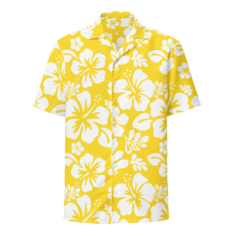 White and Yellow Hawaiian Print Aloha Shirt – Eco Apparel by Extremely Stoked®