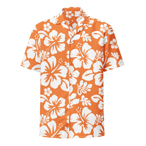 White and Orange Hawaiian Print Aloha Shirt – Eco Apparel by Extremely Stoked®