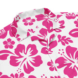 Hot Pink and White Hawaiian Print Aloha Shirt - Extremely Stoked