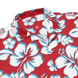 Red, White and Aqua Blue Hawaiian Aloha Shirt