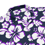 Navy Blue, White and Purple Hawaiian Aloha Shirt - Extremely Stoked